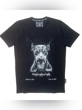 Sz M Blessed Black Graphic Dog Tee - Pets Dog